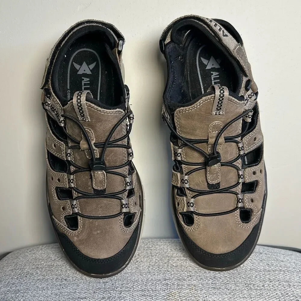 Mephisto Allrounder Men's Maroon Praline Nubuck Leather Sandal